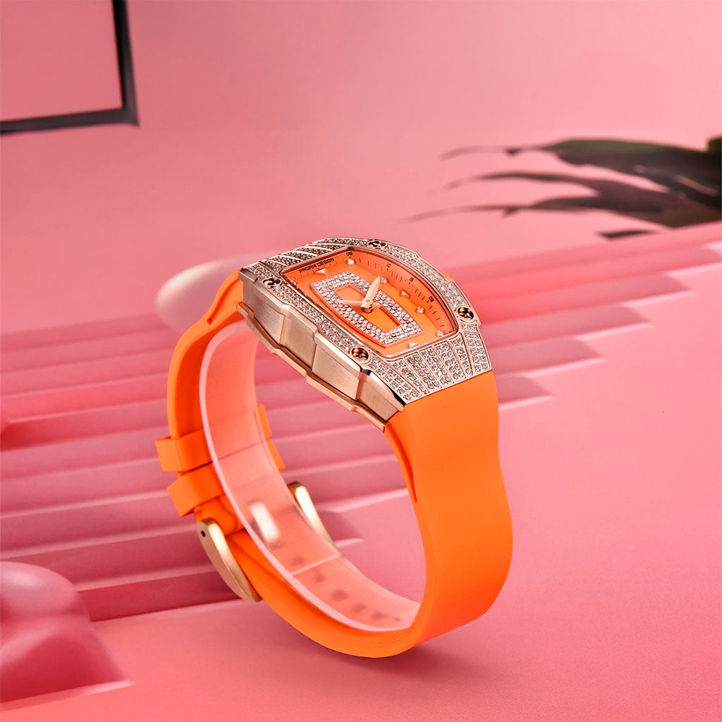 Relógio Feminino Pagani Design Marigold Orange Gold