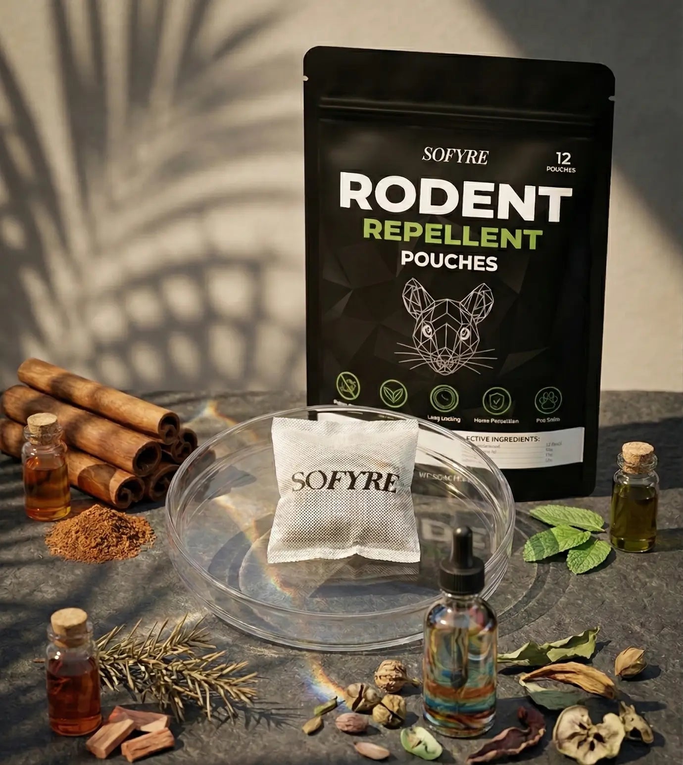 Sofyre rodent repellent pouches